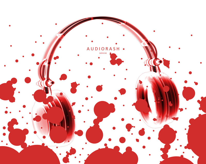 Red headphones with splatter effect