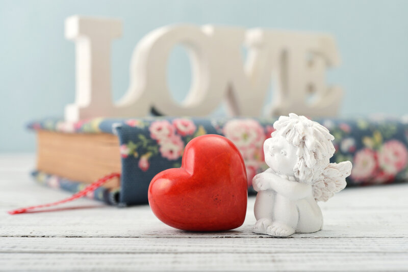 Red Heart and Angel Figurine
