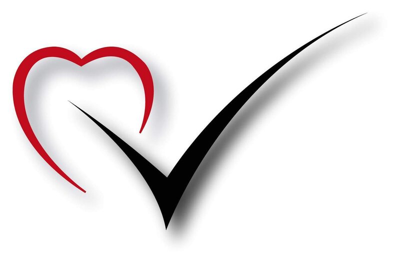 Red Heart and Black Check Mark