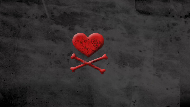red heart and bones symbol