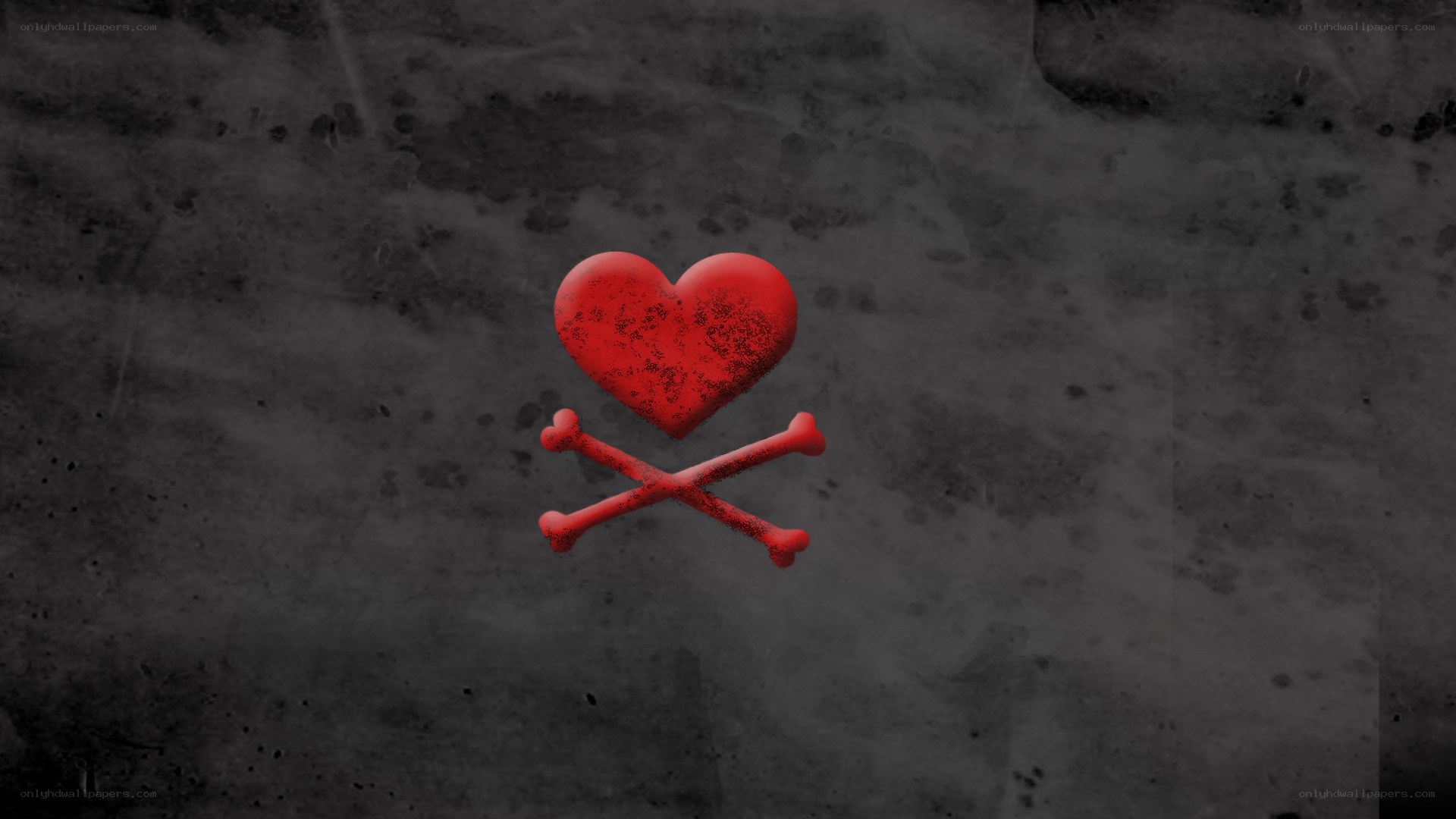 red heart and bones symbol