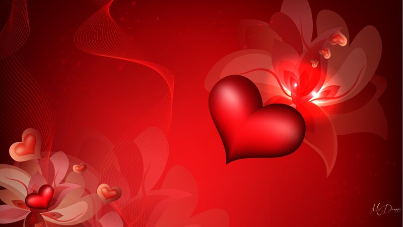 Red Heart and Flowers — Romantic