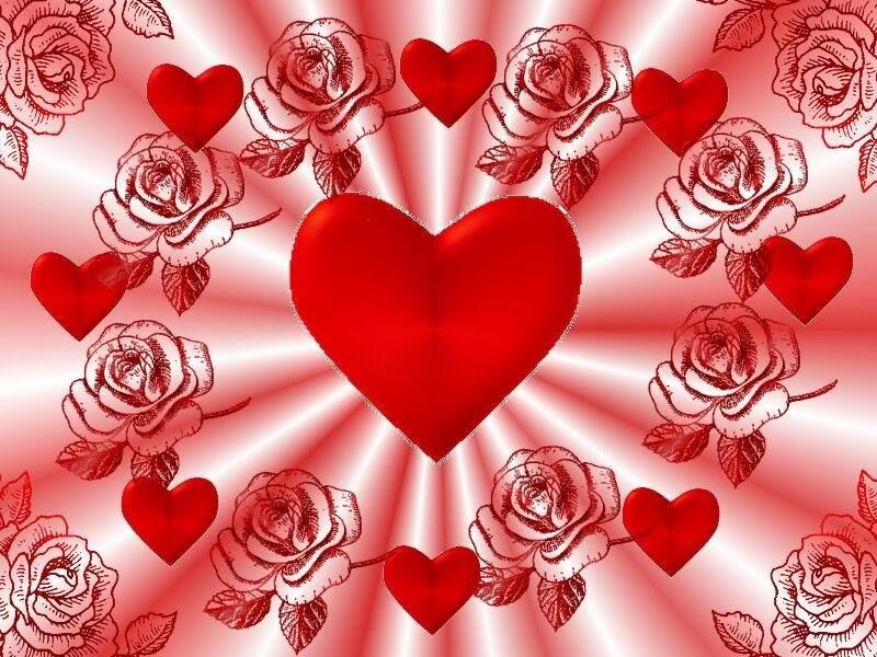 red heart and roses pattern