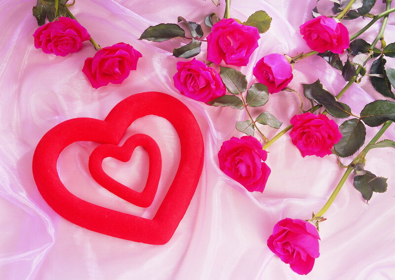 Red Heart and Roses