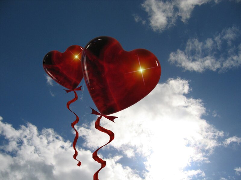Red Heart Balloons — Serene, Afternoon