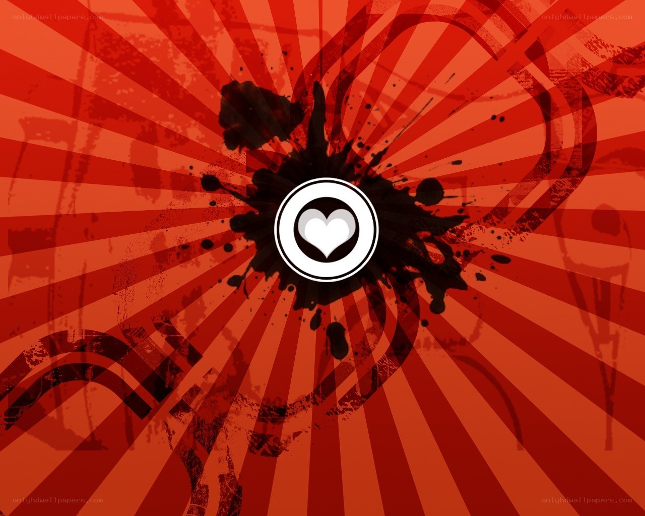 red heart burst design