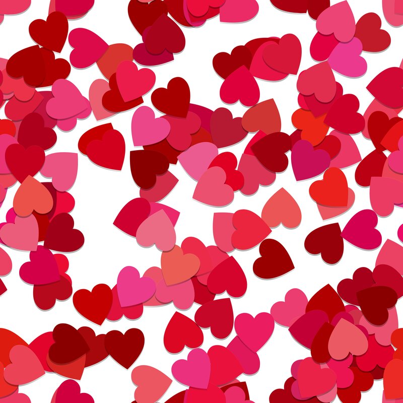 Red Heart Confetti — Festive, Vector Art