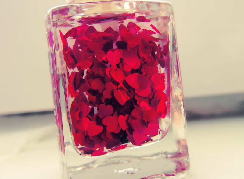 Red Heart Confetti in Glass