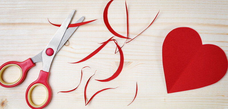 Red Heart Cut from Paper