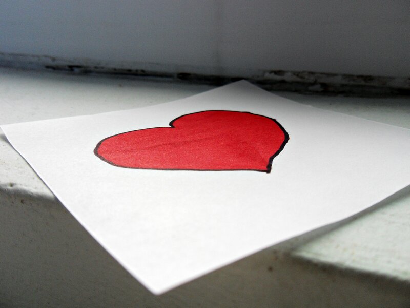 Red Heart Drawing — White