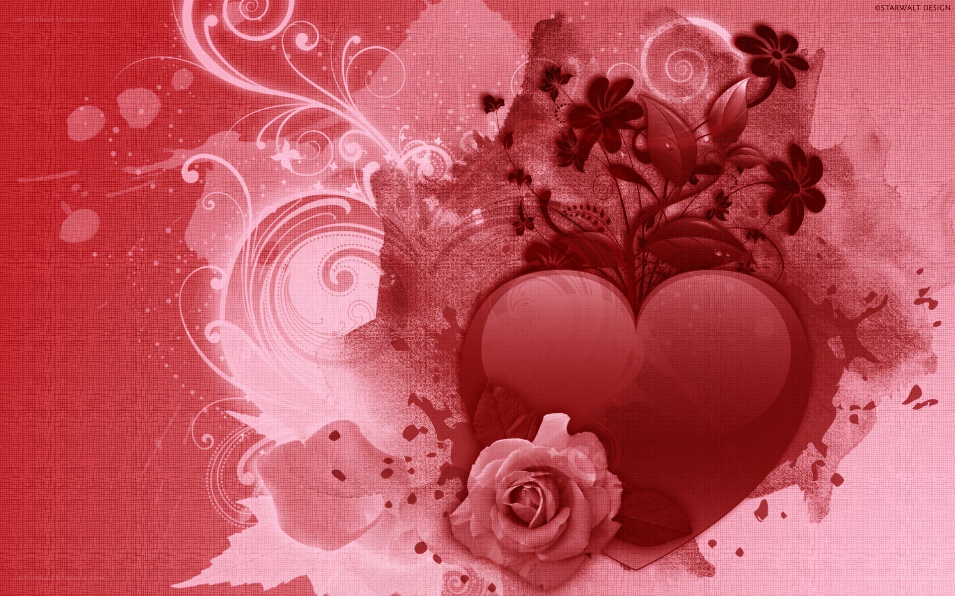 Red heart floral design