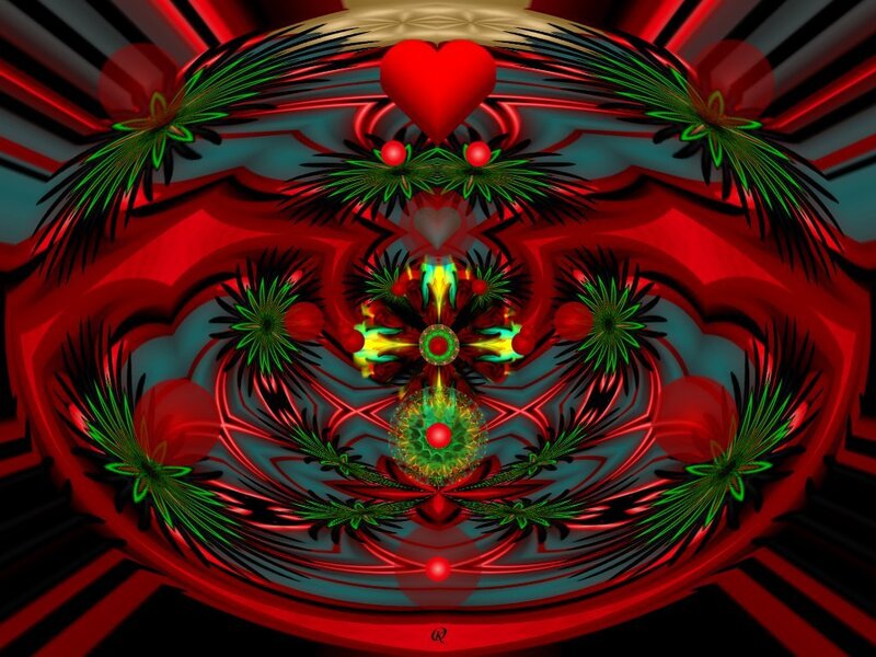 Red Heart Fractal Art — Symmetrical