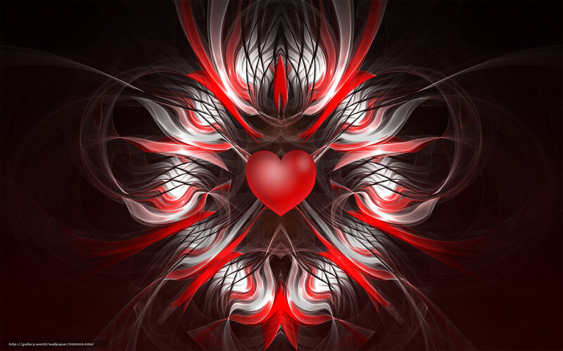 Red Heart Fractal Design — Dramatic, Digital Art