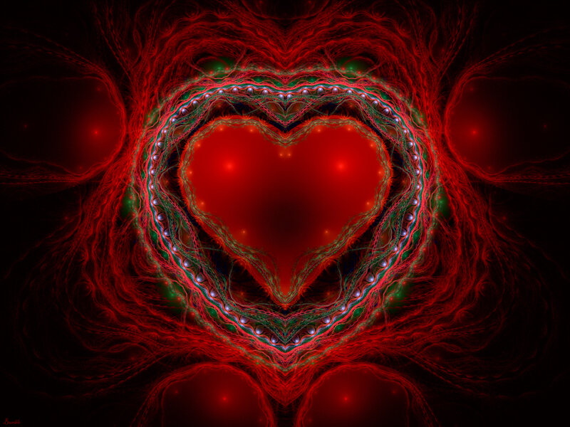 Red Heart Fractal Design — Mystical, Digital Art