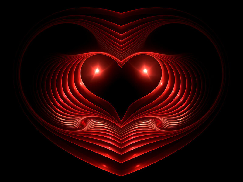 Red Heart Fractal — Dramatic, Digital Art, Light
