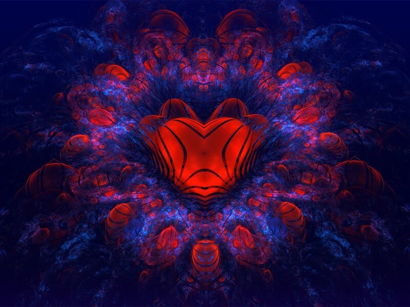 Red Heart Fractal — Dramatic