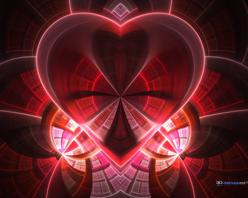 Red heart fractal tunnel