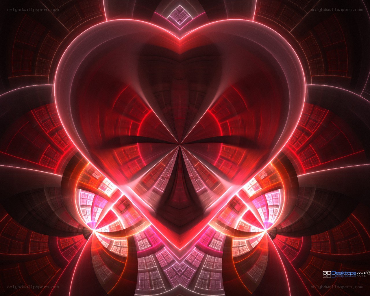Red heart fractal tunnel