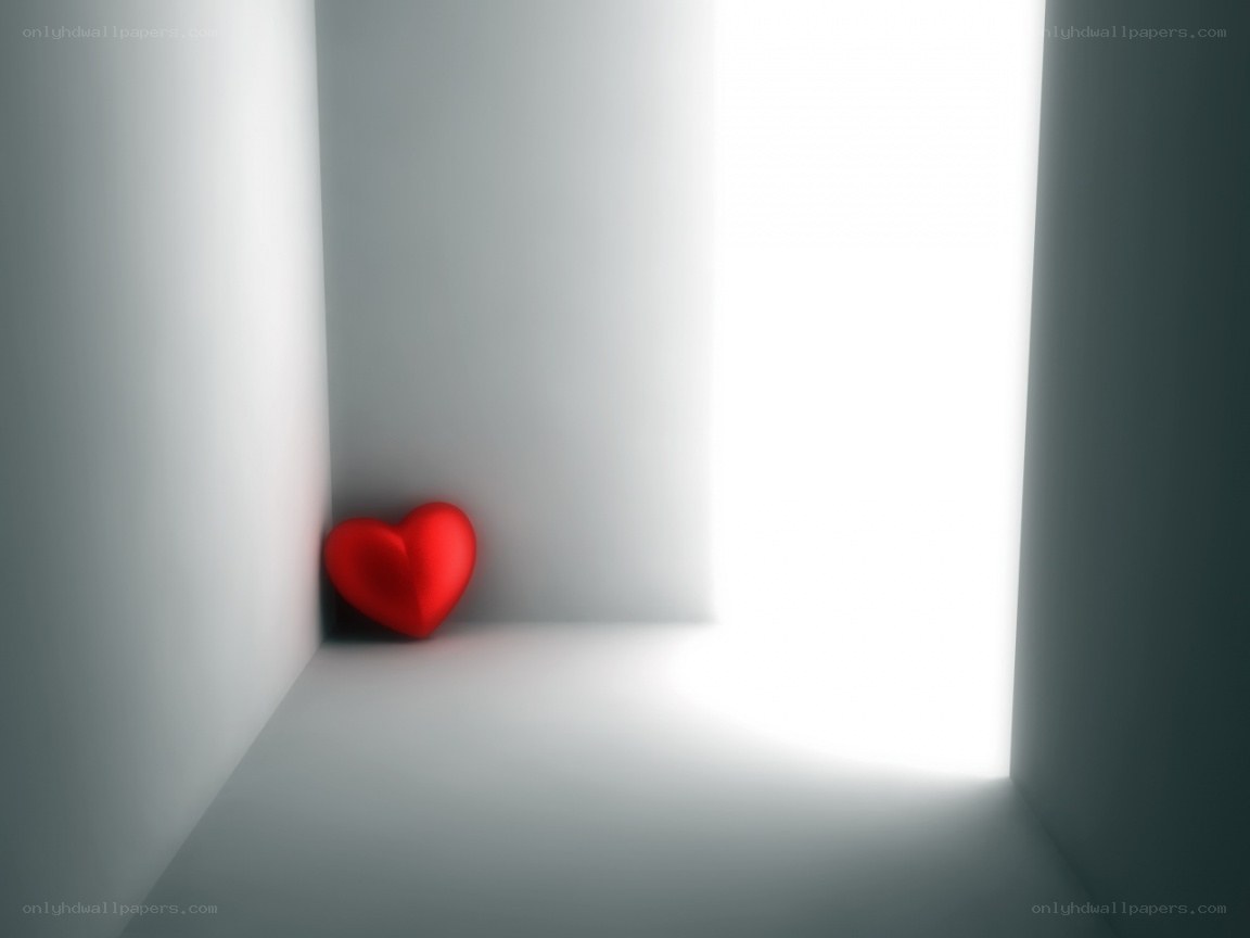 red heart in a bright corner