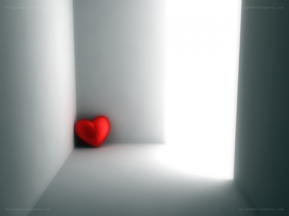 red heart in a bright corner