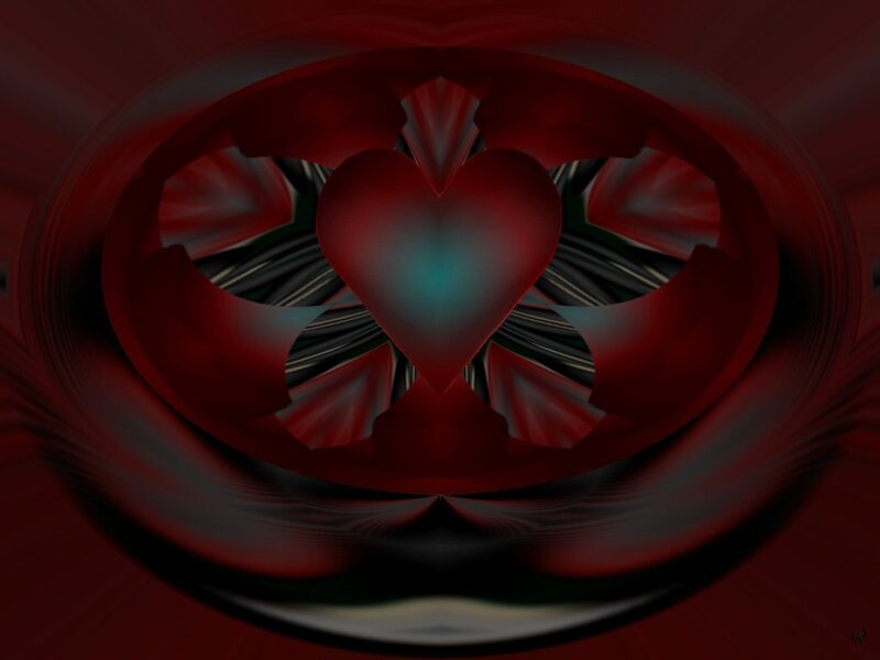 Red Heart in Abstract Design