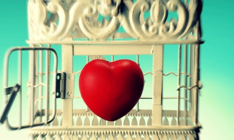Red Heart in Birdcage — Serene