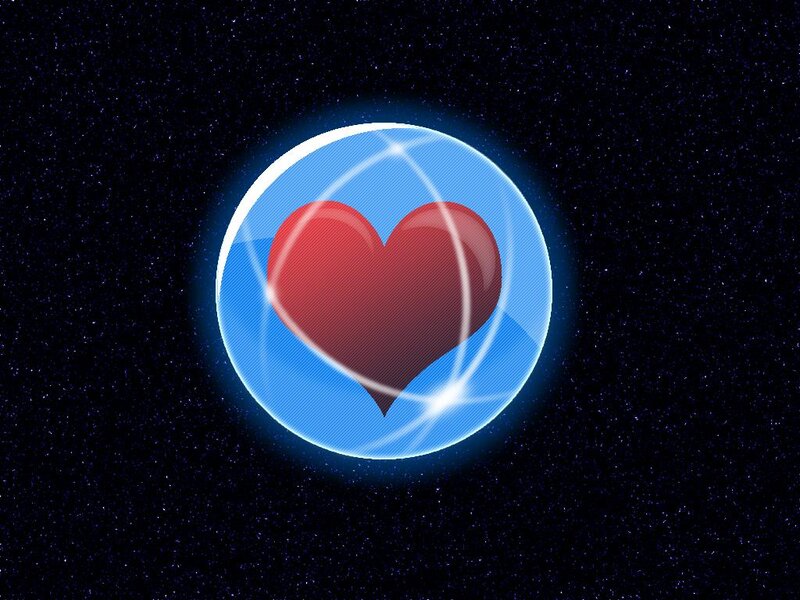Red Heart in Blue Sphere