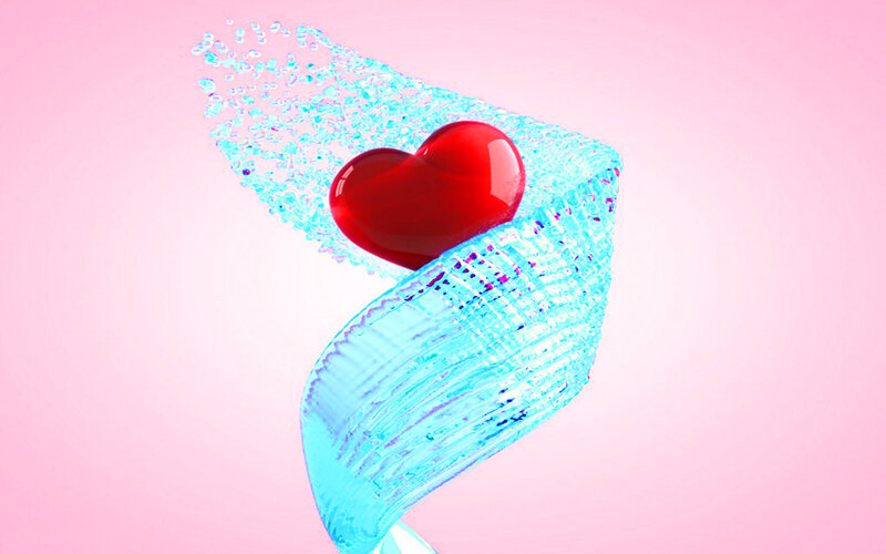Red Heart in Blue Wave