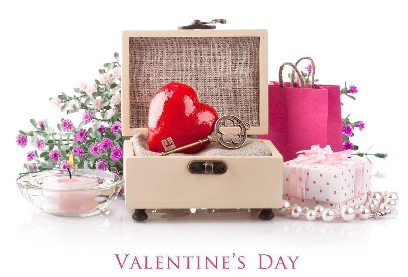Red Heart in Box — White