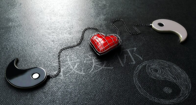 Red Heart in Cage — Black, Dramatic