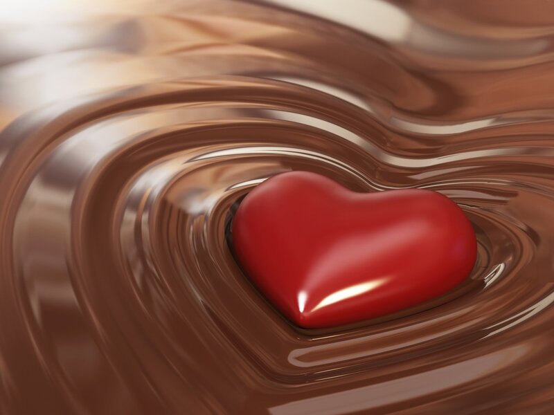 red heart in chocolate swirl