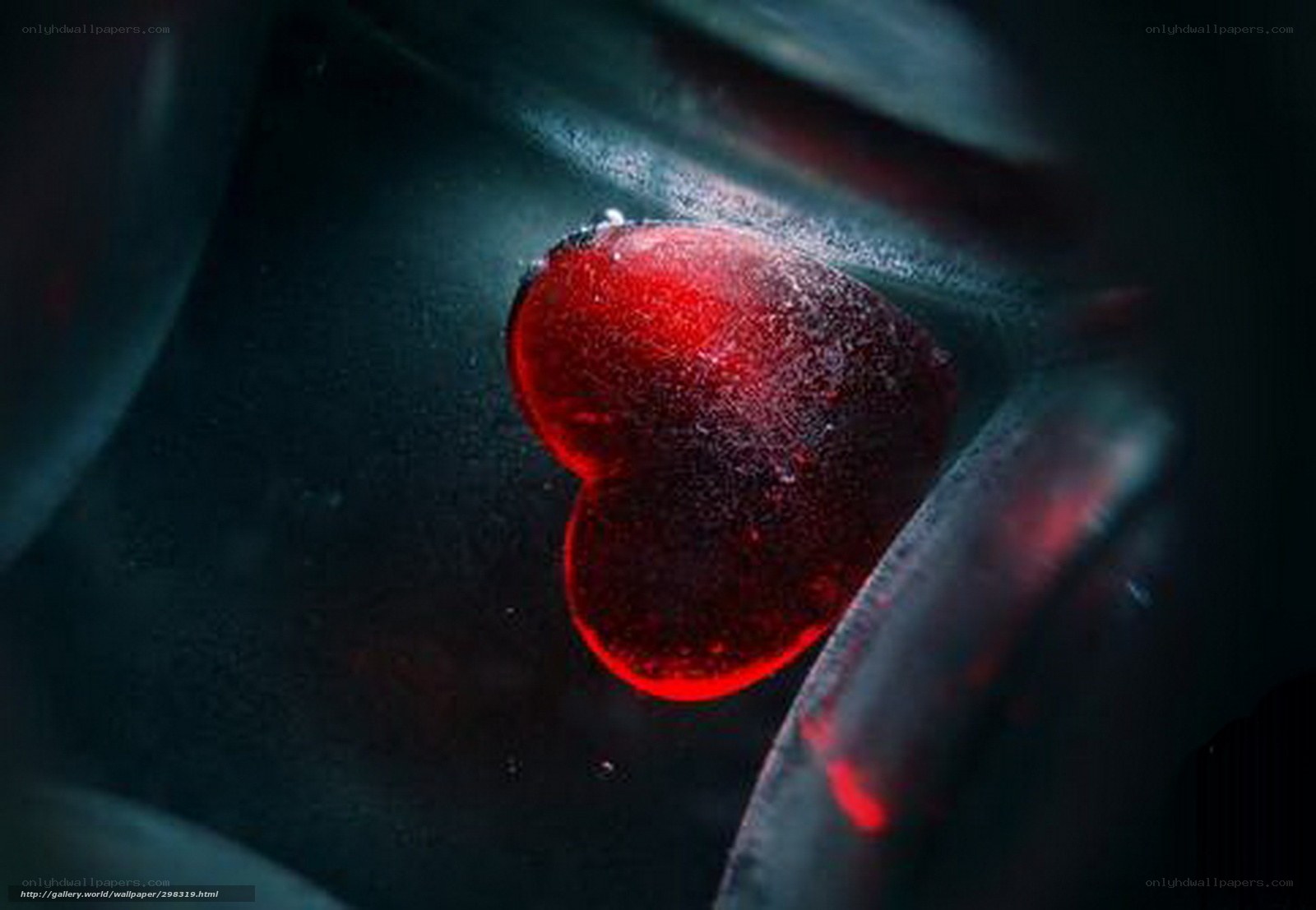 Red heart in dark space