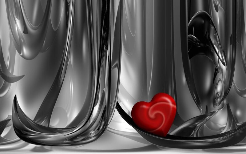 Red Heart in Glass — Abstract, 3d Render