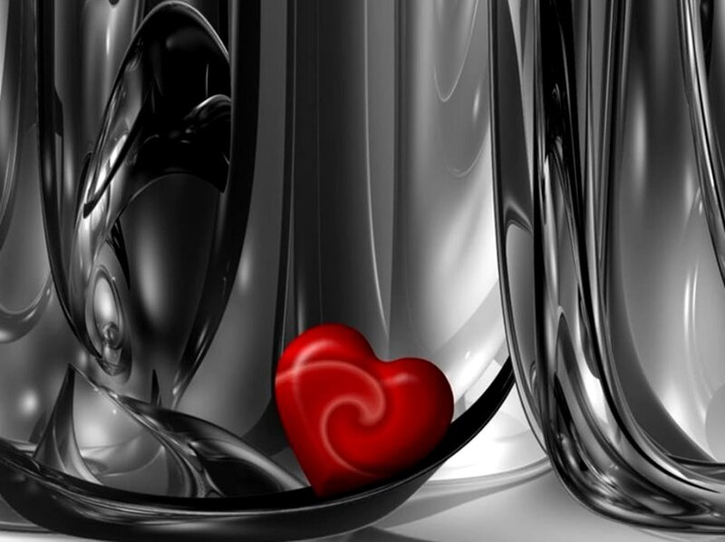 Red Heart in Glass — Abstract