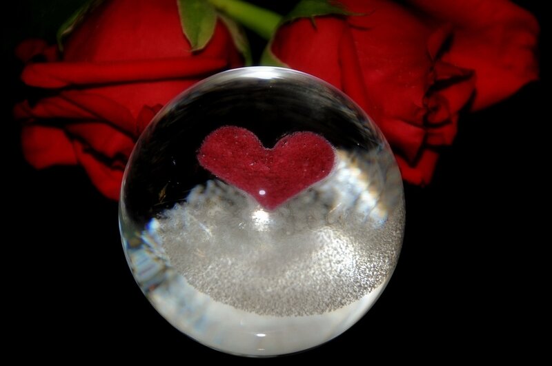 Red Heart in Glass Sphere