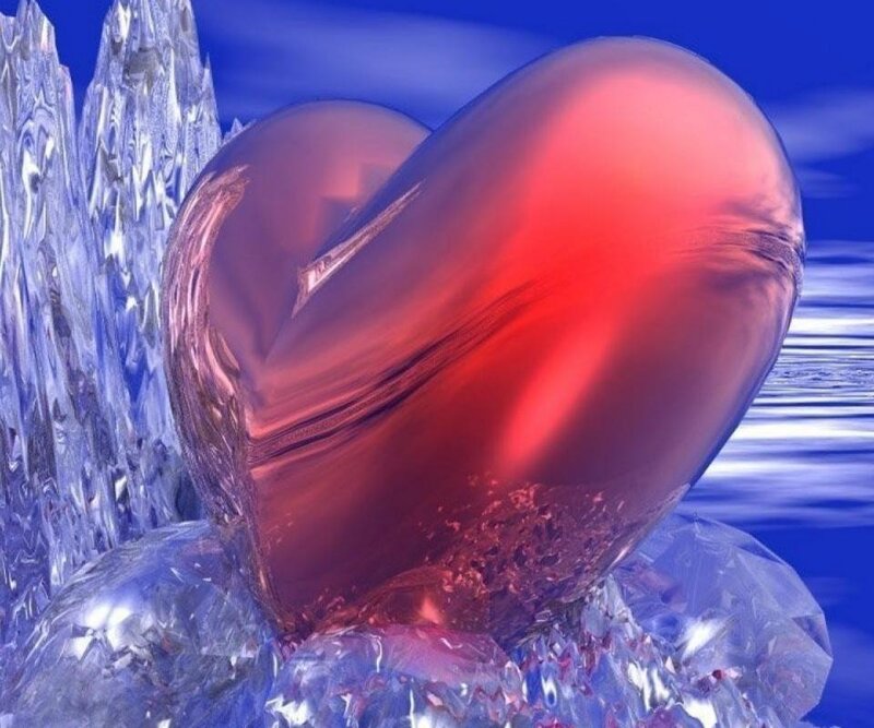 Red Heart in Ice — Dramatic, 3d Render