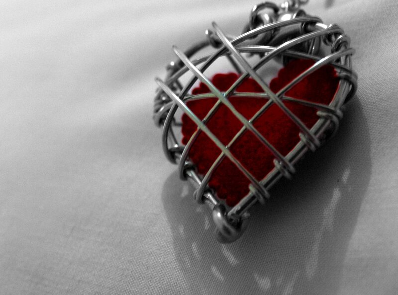 Red Heart in Metal Cage