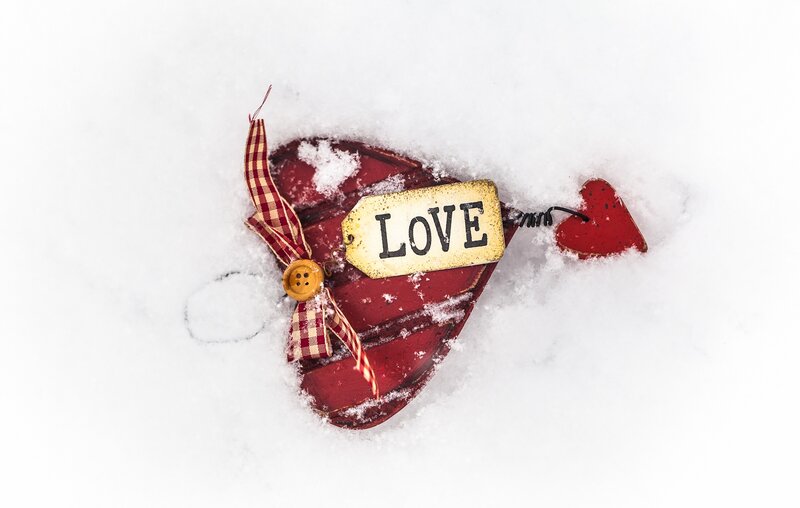 Red Heart in Snow — Peaceful