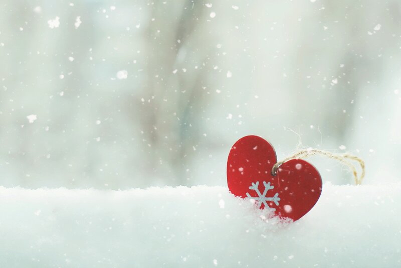 Red Heart in Snow — Serene, Winter, Photograph