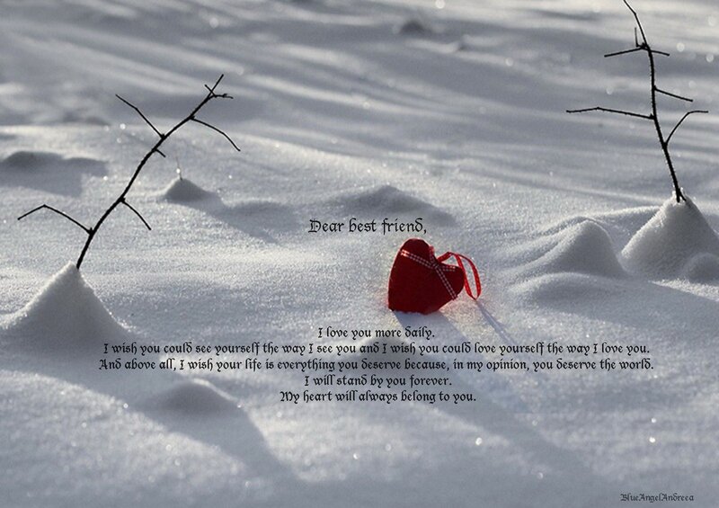 Red Heart in Snow — White