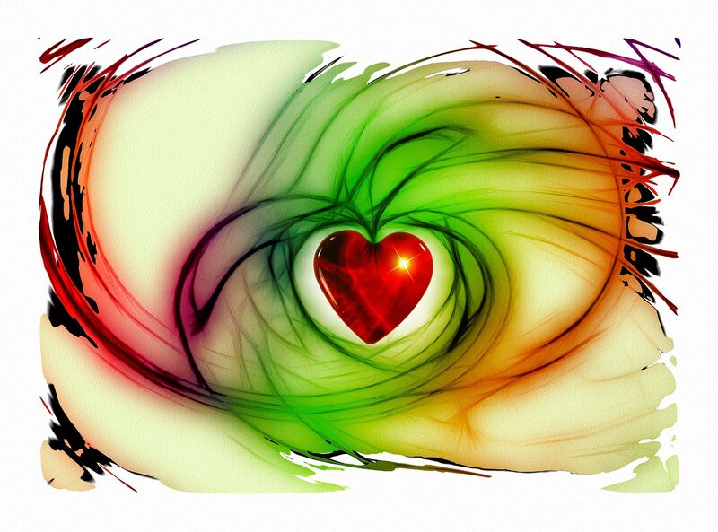 Red Heart in Swirl