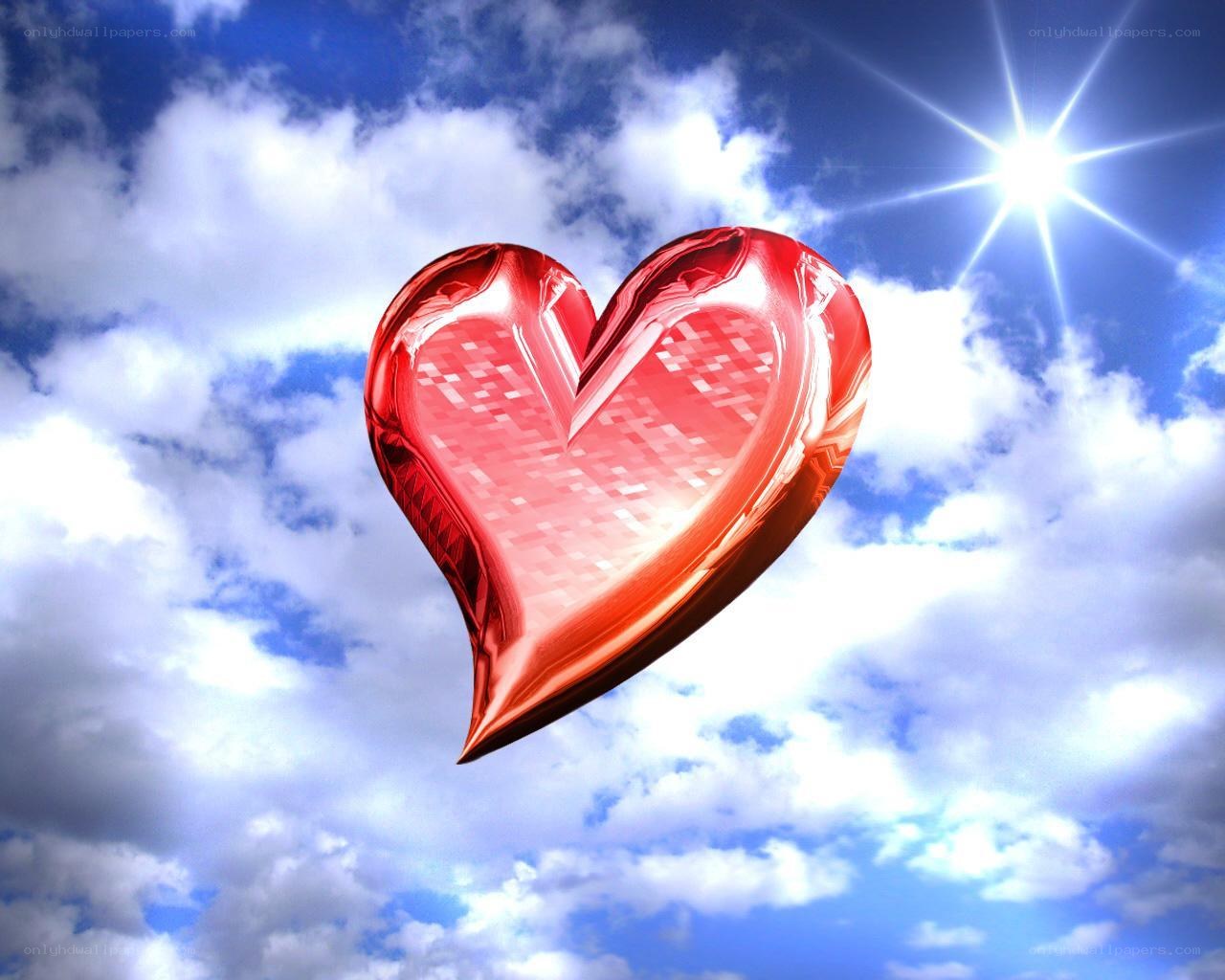 Red heart in the sky