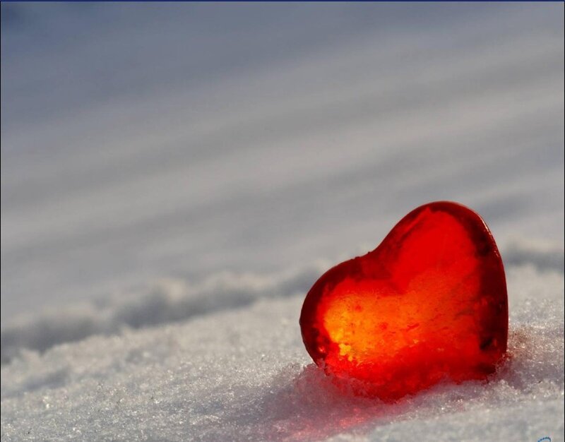 red heart in the snow