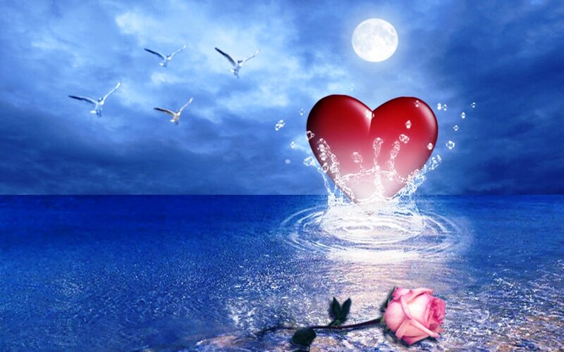 Red Heart in Water — Blue