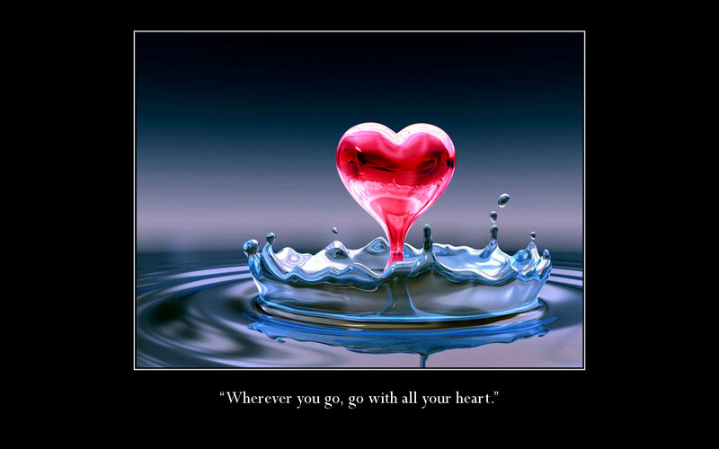 Red Heart in Water — Dramatic, Digital Art