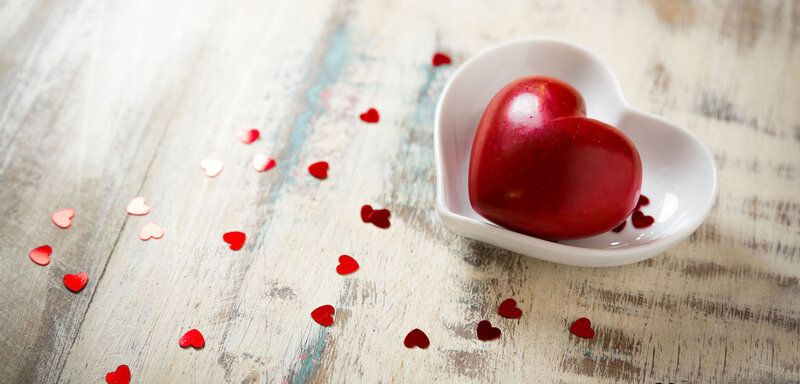 Red Heart in White Dish