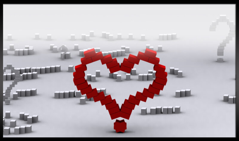 Red heart made of blocks