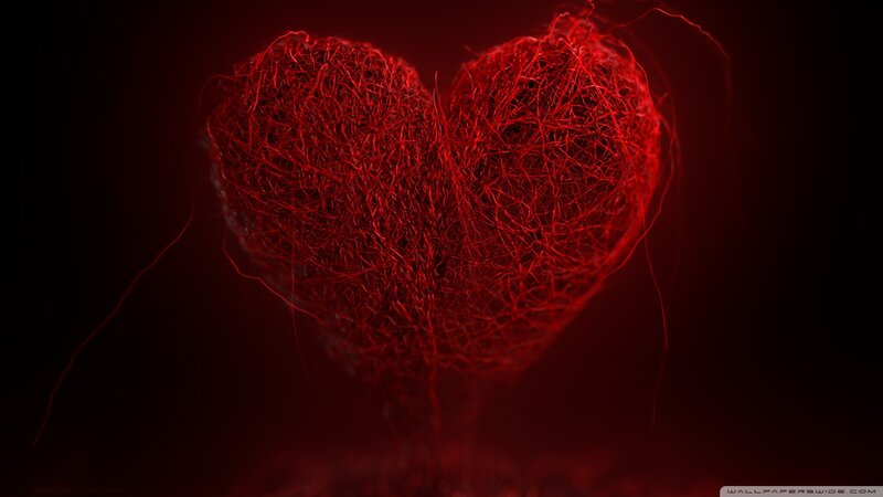 Red Heart Made of Threads — Dramatic, 3d Render