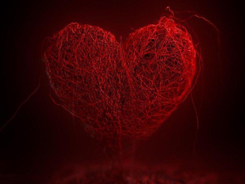 Red Heart Made of Threads — Dramatic