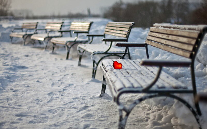 Red Heart on Bench